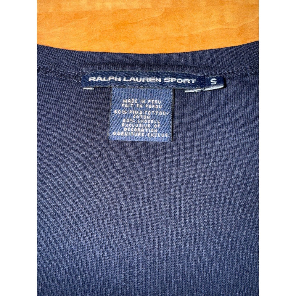 Ralph Lauren Sport Navy Blue Pima Cotton Lyocell V-Neck Long Sleeve Top Small - Picture 2 of 6